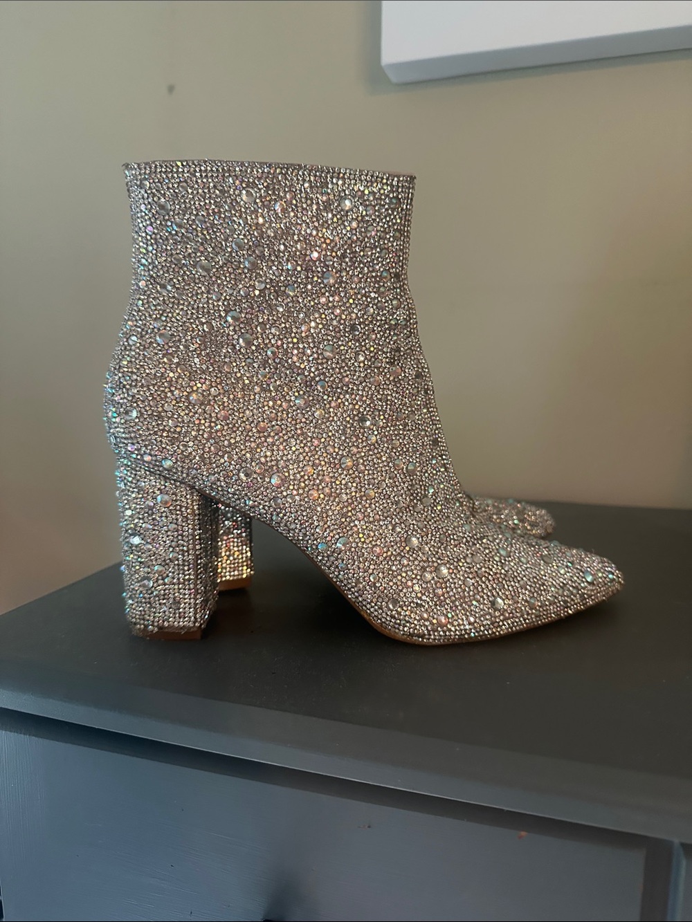Betsey Johnson Silver Crystal Embellished Ankle Booties - Picture 4 of 5